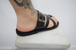 Leather sandals - slipers Men, Thongs BLACK Color, leather sole - insole