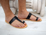 Men's Leather Flat Sandals - Classic Design for Everyday Wear