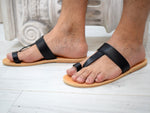 Men's Leather Flat Sandals - Classic Design for Everyday Wear