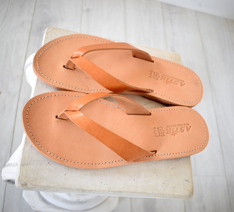 Flip Flop - Thong men Greek Leather sandals, slipers Men, Tan Color, l –  Sparta Novelty